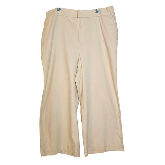 On 34th Light Tan High Rise Wide Leg Khaki Chino Classic Pants - Picture 2 of 8